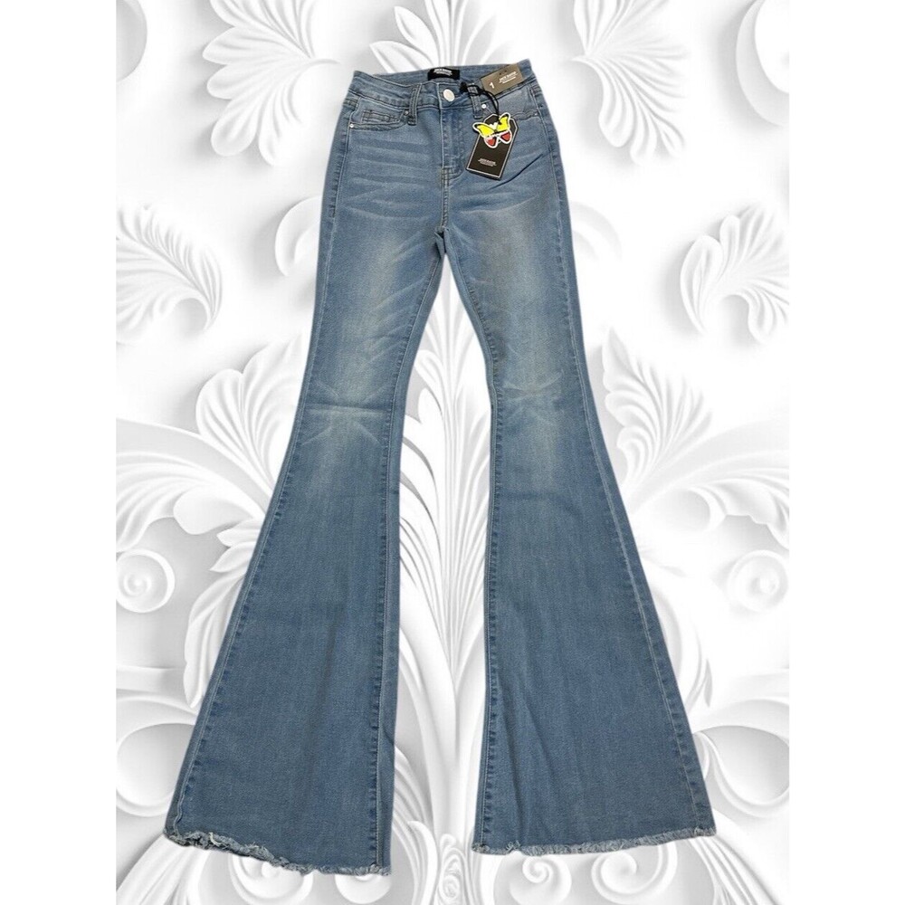 Jack David Premium Denim Jeans Size 1 Juniors Womens Flared Raw Edge NWT